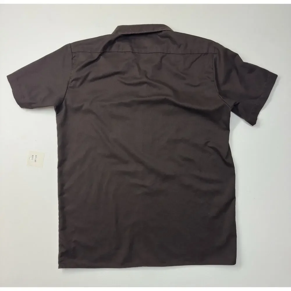 Used Dark Brown Dickies Men's Short Sleeve Work Shirt Large